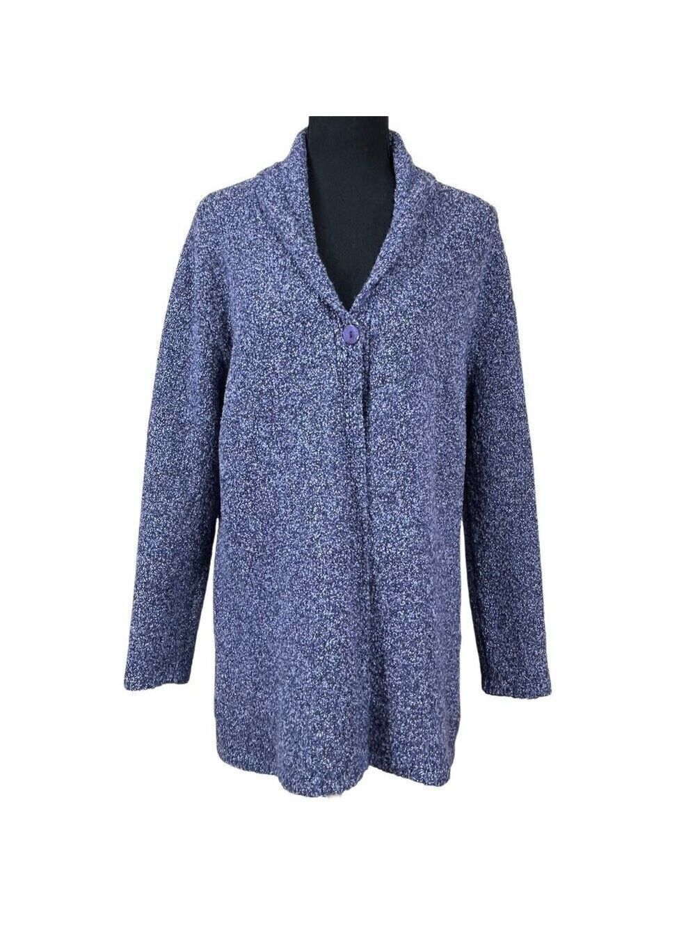 Ness Scotland Purple Soft Merino Wool Cozy Coatigan Sweater Size M